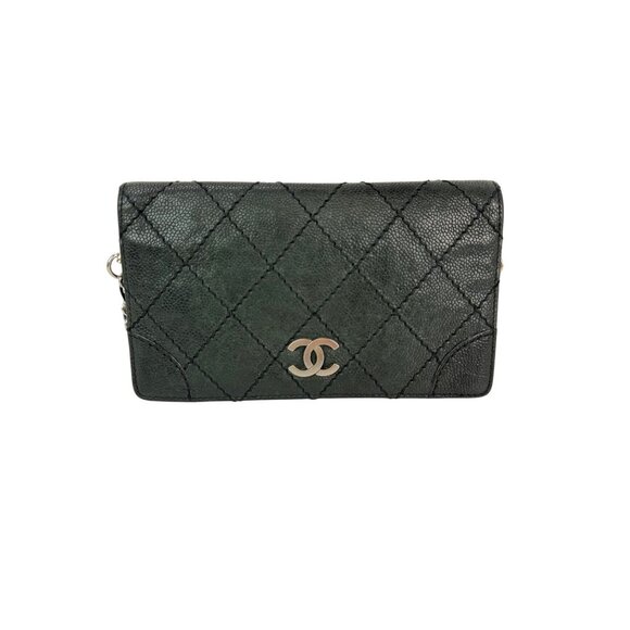 CHANEL Handbags - Chanel Vintage Wild Stitch Black Caviar Wallet